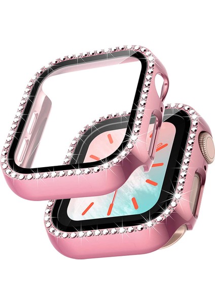 Apple Watch 38MM Önü Cam Elmas Taşlı Zarif Tam Koruma Kılıf
