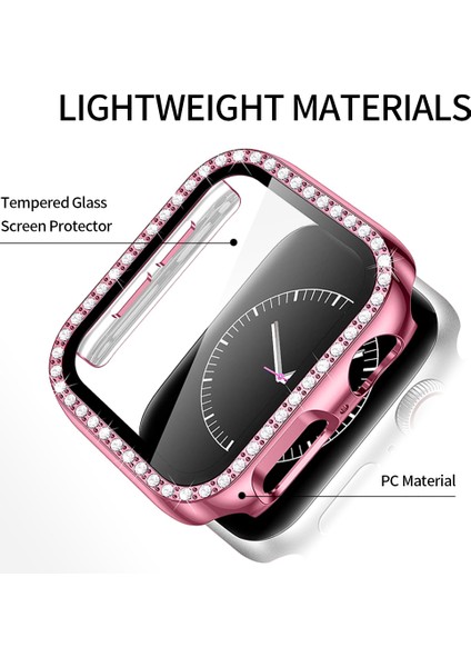 Apple Watch 38MM Önü Cam Elmas Taşlı Zarif Tam Koruma Kılıf