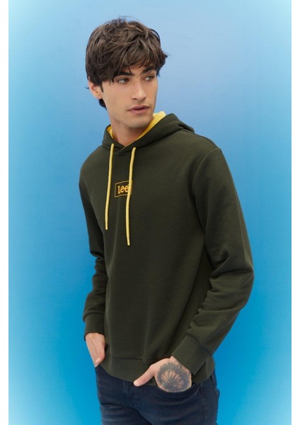 L212302801 Erkek Haki Kapüşonlu Sweatshirt
