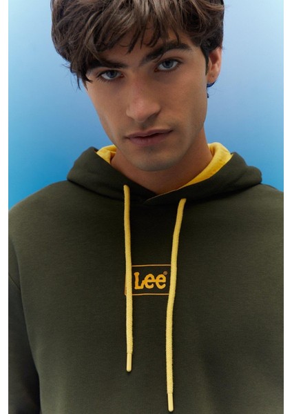 L212302801 Erkek Haki Kapüşonlu Sweatshirt