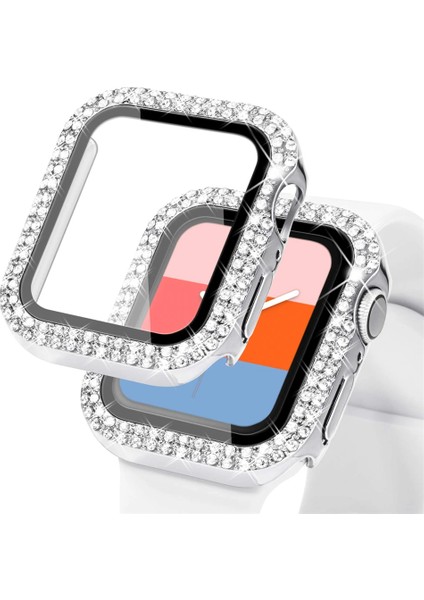 Apple Watch 38MM Önü Cam Elmas Taşlı Zarif Tam Koruma Kılıf