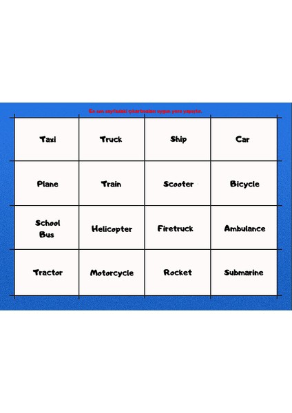 Eğlenerek İngilizce Öğreniyorum Serisi Vehicles modelleri