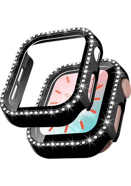 Apple Watch 38MM Önü Cam Elmas Taşlı Zarif Tam Koruma Kılıf