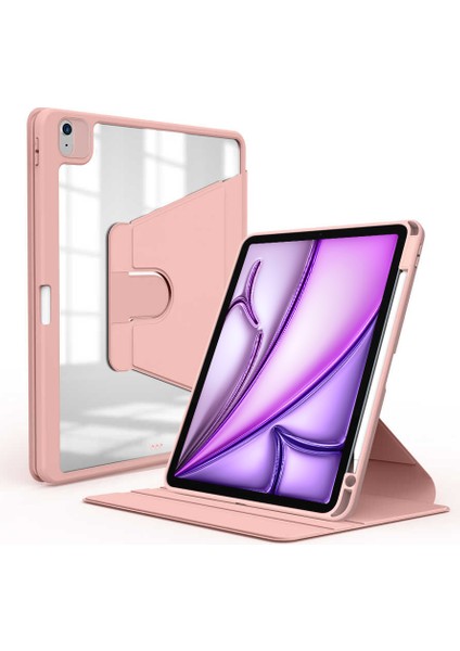 Apple iPad Air 11 Inç (6. Nesil 2024) 360° Dönebilen Kalem Şarjına Uygun Yatay ve Dikey Standlı Kalemlikli Ninex Smart Kılıf A2902 A2903