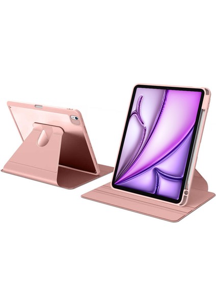 Apple iPad Air 11 Inç (6. Nesil 2024) 360° Dönebilen Kalem Şarjına Uygun Yatay ve Dikey Standlı Kalemlikli Ninex Smart Kılıf A2902 A2903