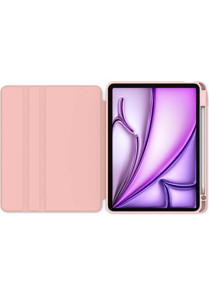 Apple iPad Air 11 Inç (6. Nesil 2024) 360° Dönebilen Kalem Şarjına Uygun Yatay ve Dikey Standlı Kalemlikli Ninex Smart Kılıf A2902 A2903