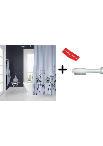 Banyo Duş Perdesi 2200 120X200 Perde Borusu Askı Aparatı 90X130