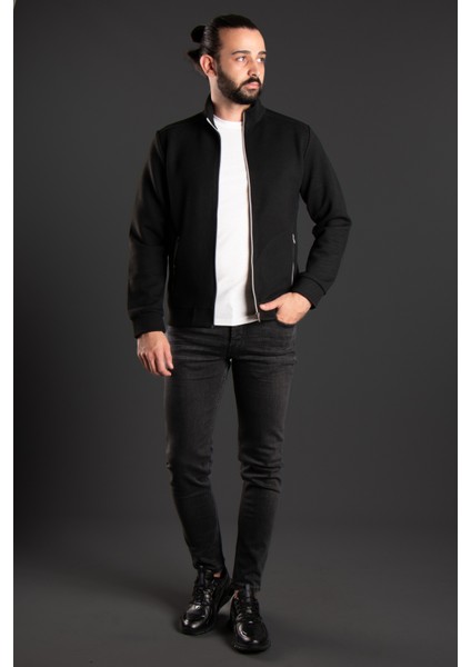 Erkek Siyah Fitilli Hırka modelleri