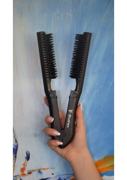 Çift Taraflı Profesyönel V Stil, Saç Düzleştirme-Kolay Fön Fırçası Mor fiyatları