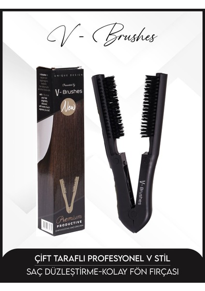 Çift Taraflı Profesyönel V Stil, Saç Düzleştirme-Kolay Fön Fırçası Mor