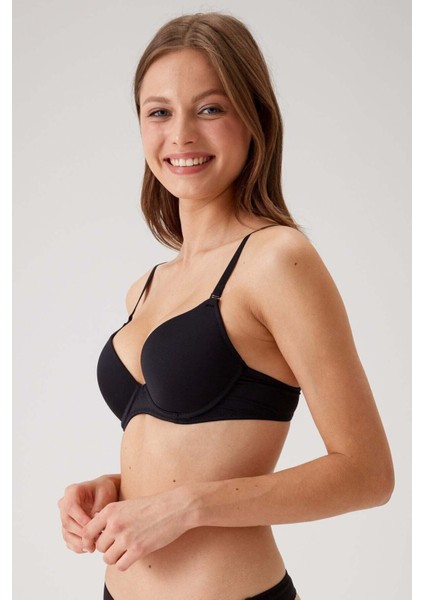 2'li Paket Siyah 6404 Paris Desteksiz Pamuklu Tak Çıkar Askılı T-Shirt Sütyen Set modelleri