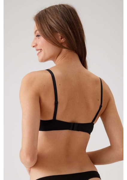 2'li Paket Siyah 6404 Paris Desteksiz Pamuklu Tak Çıkar Askılı T-Shirt Sütyen Set indirimleri