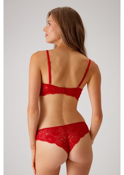Kırmızı 4801 Pure Joy Balenli Dolgusuz Pedli Dantel Balconette Çeyiz Iç Çamaşır Takımı fiyatları