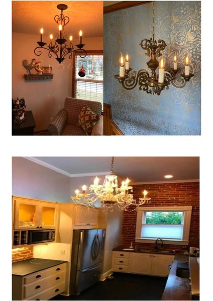 Vintage 2,5W (22W) Kıvrımlı Rustik LED Mum Ampul - (3 Adet) Sarı Dekoratif Lamba