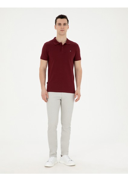 Pierre Cardin Erkek Bordo Slim Fit Basic Tişört 50291625-VR014