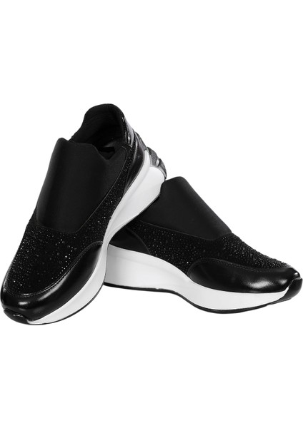Hafif Ve Rahat Tabanlı Günlük Şık Ve Spor Kadın Slip-On Ayakkabı Taş Detaylı Fv1490Fv