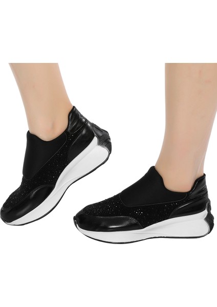 Hafif Ve Rahat Tabanlı Günlük Şık Ve Spor Kadın Slip-On Ayakkabı Taş Detaylı Fv1490Fv