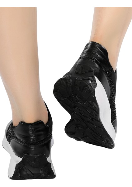 Hafif Ve Rahat Tabanlı Günlük Şık Ve Spor Kadın Slip-On Ayakkabı Taş Detaylı Fv1490Fv