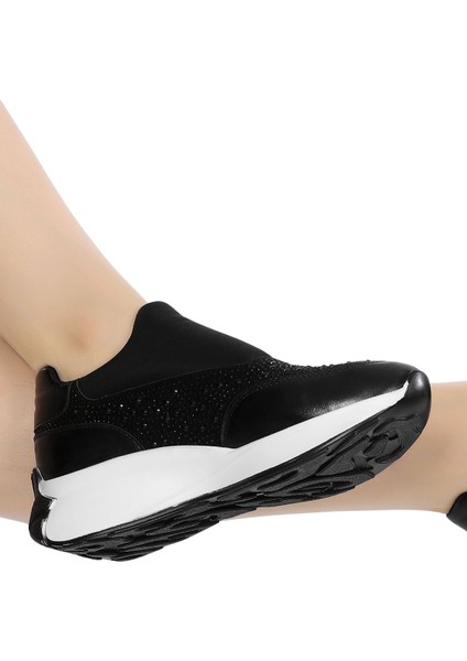 Hafif Ve Rahat Tabanlı Günlük Şık Ve Spor Kadın Slip-On Ayakkabı Taş Detaylı Fv1490Fv