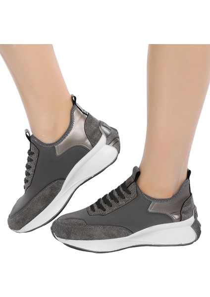 Hafif Ve Rahat Tabanlı Günlük Şık Ve Spor Kadın Slip-On Ayakkabı Taş Detaylı Fv428Fv