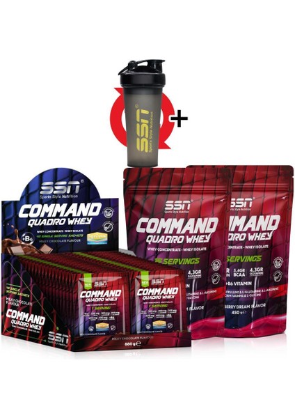 SSN Sports Style Nutrition SSN Command Quadro Whey 1780 Gr 70 Şase MIX Çikolata-Çilek(40x1box-15x2) Kombinasyon