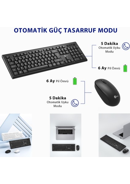 KW200 Kablosuz Türkçe Q Klavye & Mouse Set Siyah