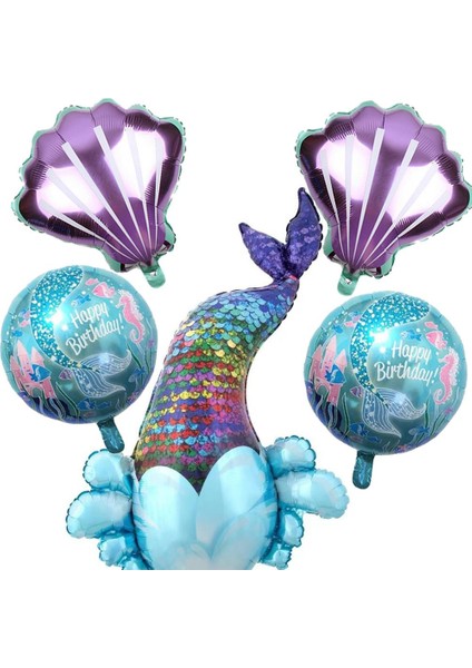 Deniz Kızı Temalı 5li Folyo Balon Seti