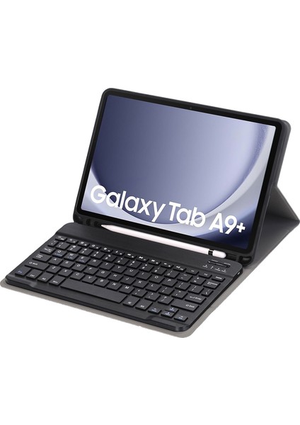 Bluetooth Klavye Deri Kılıf Samsung Galaxy Tab A9+ X210/X215/X215 A09B Siyah (Yurt Dışından)