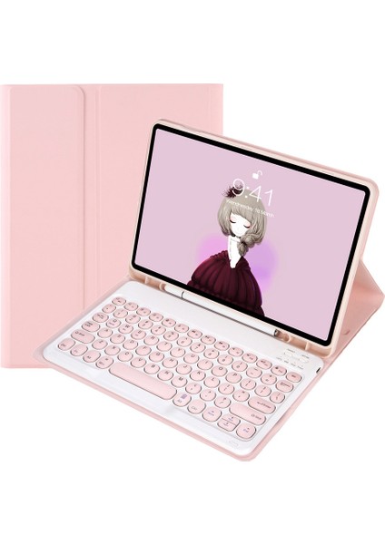 Samsung Galaxy Tab A8 10.5 2021 SM-X200 / SM-X205 Pembe Klavye + Kılıf (Yurt Dışından)