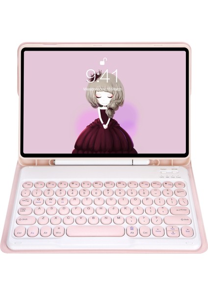 Samsung Galaxy Tab A8 10.5 2021 SM-X200 / SM-X205 Pembe Klavye + Kılıf (Yurt Dışından)