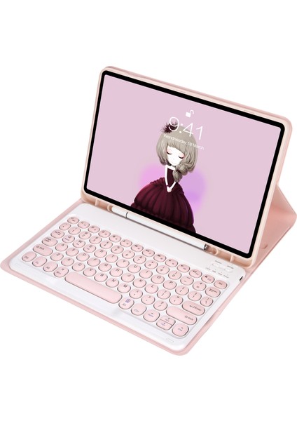 Samsung Galaxy Tab A8 10.5 2021 SM-X200 / SM-X205 Pembe Klavye + Kılıf (Yurt Dışından)
