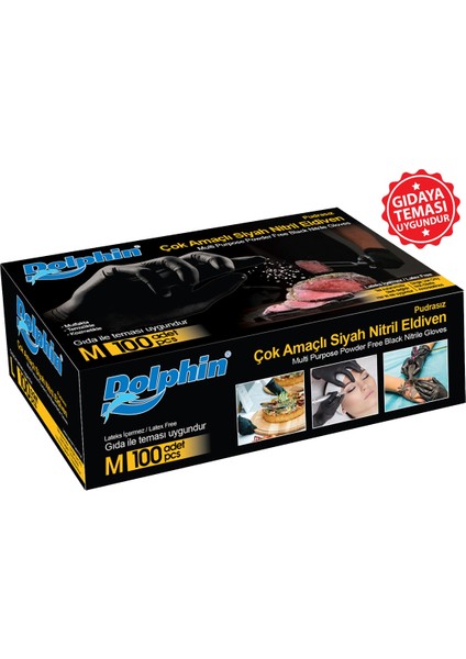 Gıdaya Uygun Pudrasız Siyah Nitril Eldiven (100 Adet/kutu) fiyatları