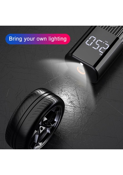 Siyah Mini Araba Hava Pompası Kompresörü Araba Motosiklet Bisiklet Dijital Kablolu Araba Lastiği Şişme Pompa 60W 12V LED Flaş Işığı (Yurt Dışından) fırsatları