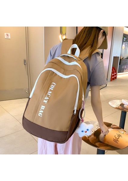 Lise Öğrencileri ve Üniversite Öğrencileri Için Kontrast Renkli Sırt Çantası Büyük Kapasiteli Basit Öğrenci Sırt Çantası (Yurt Dışından) fiyatları