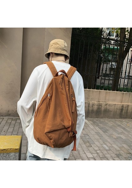Kişilik Trendy Marka Öğrenci Omuzdan Askili Çanta Rahat Düz Renk Yıkanmış Kanvas Sırt Çantası (Yurt Dışından) fiyatları