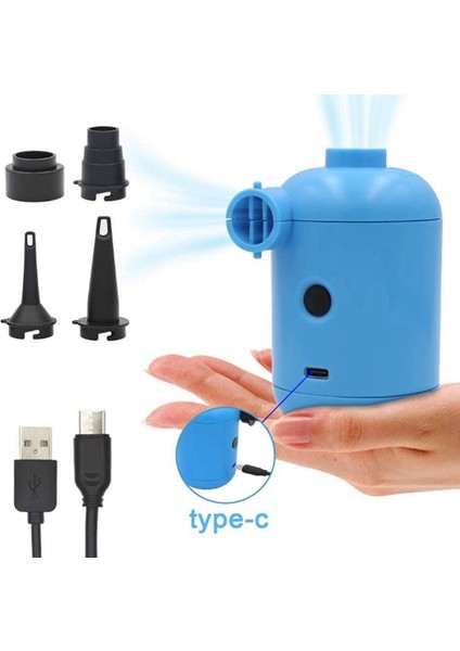 Roman-Usb Elektrikli Hava Pompası Taşınabilir, 4 Nozullu Mini Hava Pompası, Şişme Havuz Hava Yatağı Yatakları Için Pompalar. (Yurt Dışından)