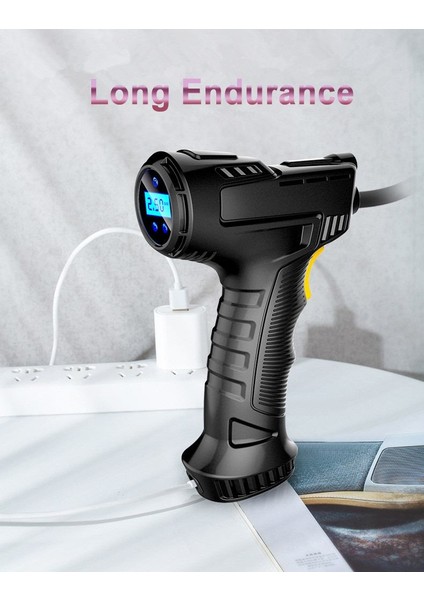 Kablolu Işaretçi 120W Şarj Edilebilir Hava Kompresörü Kablosuz Şişme Pompa Taşınabilir Hava Pompası Araba Lastik Şişirme Dijital Araba Bisiklet Topları Için (Yurt Dışından)
