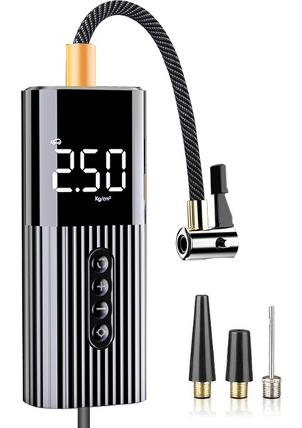 Siyah Mini Araba Şişirme Pompası 12 V Taşınabilir Kablolu Dijital Hava Kompresörü Araba Lastiği Şişme Pompa Araba Motosiklet Bisiklet Için LED Işık (Yurt Dışından)