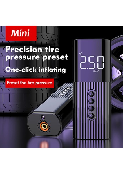 Siyah Mini Araba Şişirme Pompası 12 V Taşınabilir Kablolu Dijital Hava Kompresörü Araba Lastiği Şişme Pompa Araba Motosiklet Bisiklet Için LED Işık (Yurt Dışından)