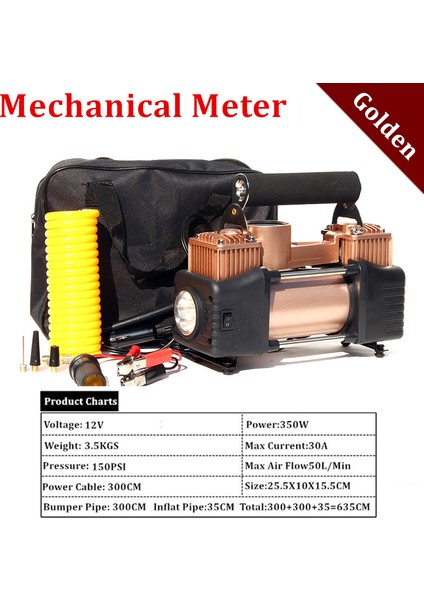 Mekanik Sayaç 2 Alwaysme Ağır Hizmet Çift Silindirli Taşınabilir Hava Kompresörü Pompası: Işıklı, 12V Aı, Iki Motw, 50LMIN (Yurt Dışından)