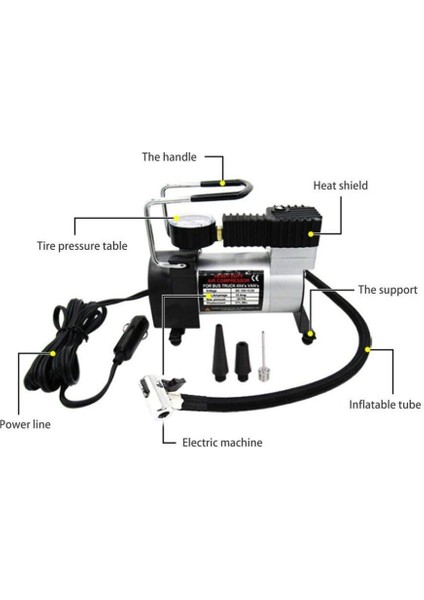 Taşınabilir Süper Akış Dc 12V 80PSI Metal Hava Kompresörü Lastik Şişirme Araba Hava Pompası Araç Pompası Elektrikli Basınç Göstergesi (Yurt Dışından)