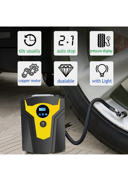 Işaretçi Stili Araba Lastik Şişirme Kompresörü Araba Hava Pompası Dc 12V Lastik Şişirme Mini Taşınabilir Elektrikli Infladors Dijital LED Işık (Yurt Dışından) modelleri