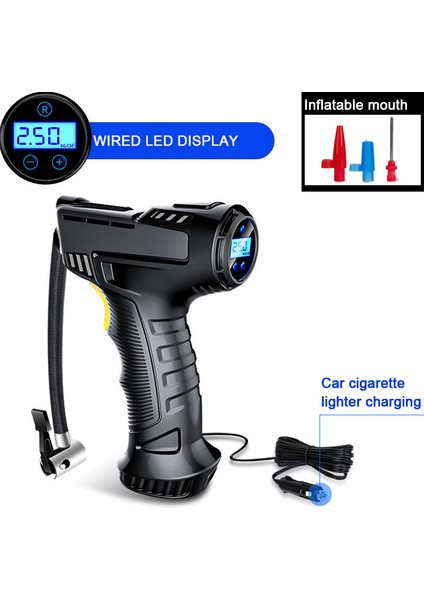 Dijital Versiyon Bisiklet Pompası Araba Kompresörü 12 V Elektrikli Hava Pompası Araba Motosiklet Bisiklet Için Taşınabilir Lastik Şişirme Dijital Lastik Göstergesi ile Kablolu (Yurt Dışından)
