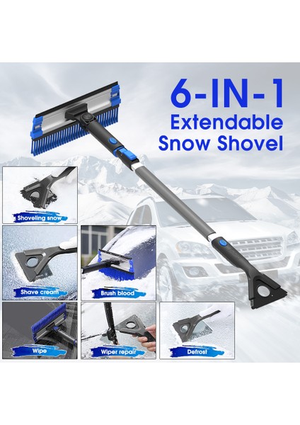 6-In-1 Tarzı 6-In-1 Araba Kar Küreği Uzatılabilir Buz Kazıyıcı Kar Fırçası Su Sökücü Araba Oto Suv Don Ön Cam Temizleyici Kış Aracı (Yurt Dışından) modelleri