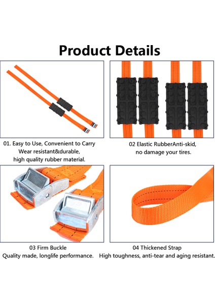 1 Adet Araba Lastiği Çekiş Blokları Dayanıklı Pu Kaymaz Acil Durum Kar Çamur Kum Lastik Zincir Sapanlar Kar Çamur Buz Için (Yurt Dışından)