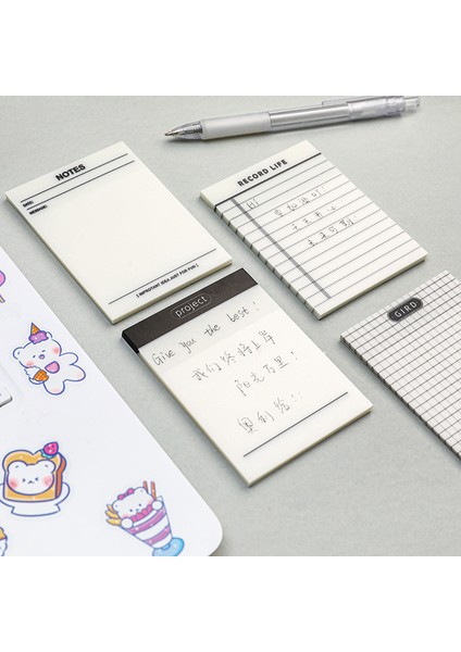 Bir Stil 50 Sayfa Boş Izgara Şeffaf Yapışkan Not Pedleri Su Geçirmez Kendinden Yapışkanlı Not Not Defteri Okul Ofis Malzemeleri Kırtasiye Planlayıcısı (Yurt Dışından) indirimleri