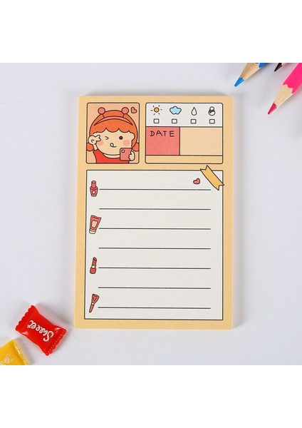 Bir Stil Not Defteri Karikatür Küçük Kız Bloknot No-Yapışkan Not Çıkartması Scrapbooking Dıy Günlüğü Kawaii Kırtasiye Okul Malzemeleri (Yurt Dışından)