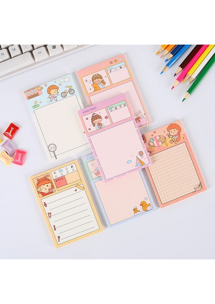 Bir Stil Not Defteri Karikatür Küçük Kız Bloknot No-Yapışkan Not Çıkartması Scrapbooking Dıy Günlüğü Kawaii Kırtasiye Okul Malzemeleri (Yurt Dışından) fırsatları