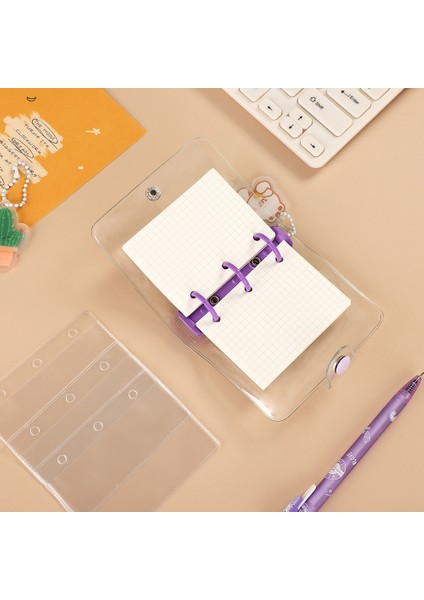 Haftalık Stil Mini Sevimli Şeffaf 3 Halka Mini Gevşek Yapraklı Defter Öğrenci Taşınabilir El Kitabı Halka Bağlayıcı Kawaool Malzemeleri Kırtasiye (Yurt Dışından)