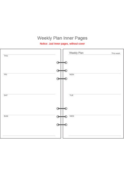 Haftalık Stil A6 Günlüğü A7 A6 A5 Şeffaf Gevşek Yaprak Bağlayıcı Defter Iç Çekirdek Kapak Not Defteri Dergisi Planlayıcısı Ofis Kırtasiye Malzemeleri (Yurt Dışından)